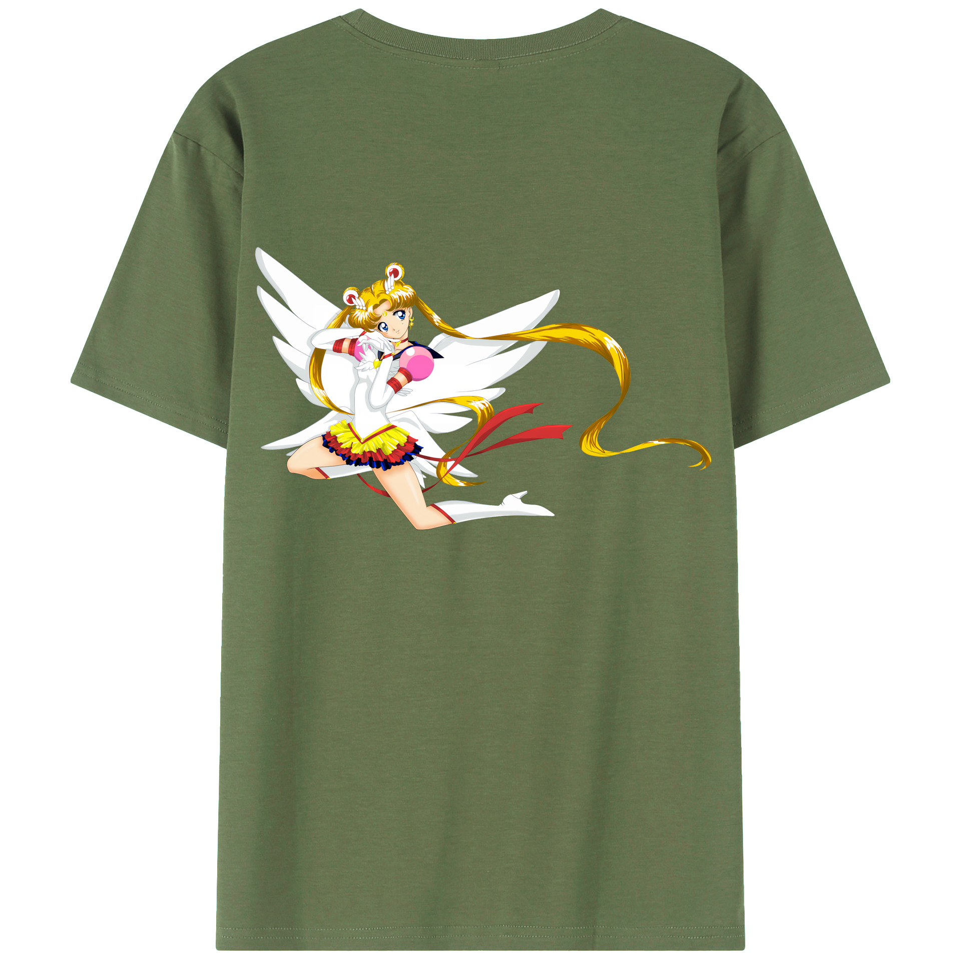 （画像用） 美少女戦士セーラームーン 月野 うさぎ つきの うさぎ Sailor Moon Tsukino Usagi 綿100％ メンズ半袖Tシャツ（バックプリント） 通気性